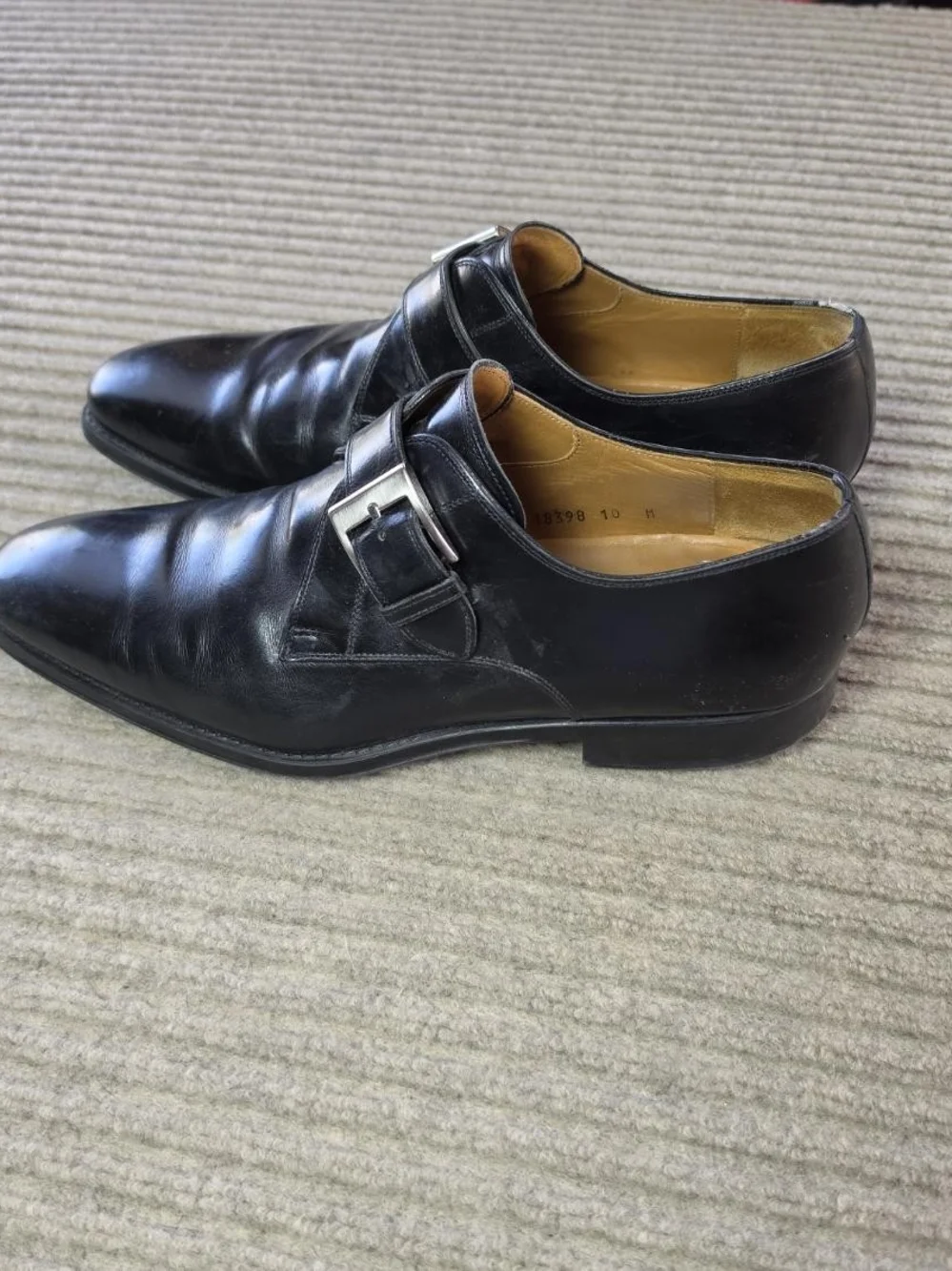 Magnanni Marco Shoes Mens 10M Black Leather Monk Strap Dress Square Toe 18398